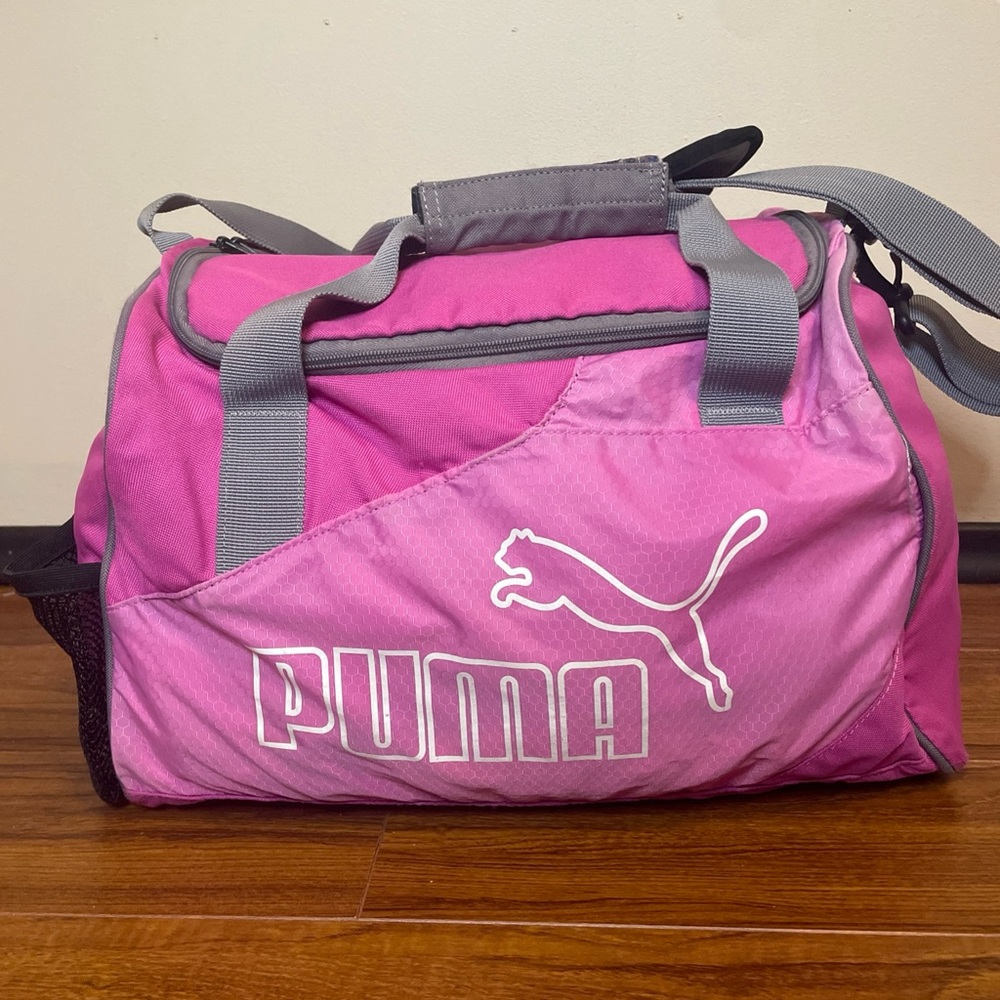 PUMA Vibrant Pink and Gray Travel Bag